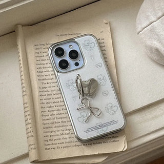 [SET] Vintage Heart Bear Silver Bumper Case + Heart Smart Ring