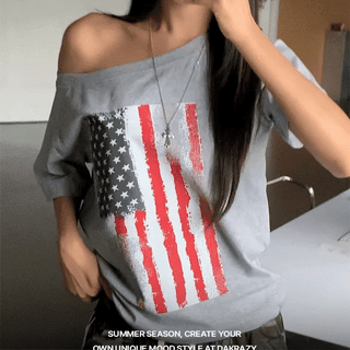 Banoff American Flag Oversized Short Sleeve T-shirt