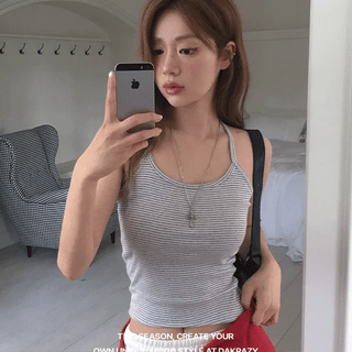 Fine Stripe Air Halter Strap Sleeveless
