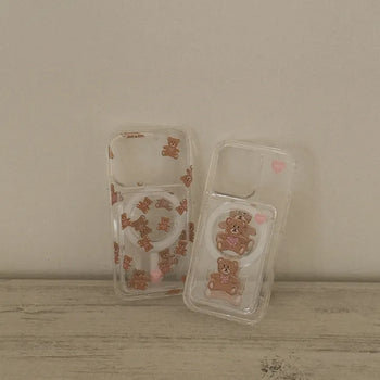 Love Teddy Stitch MagSafe Clear Card Wallet Pocket Case