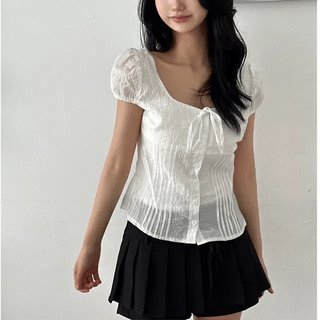 Olia Shirred Puff Blouse