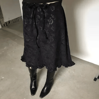 Knit Rose Unbalanced Skirt