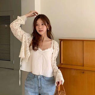 Tencel lace sleeveless blouse