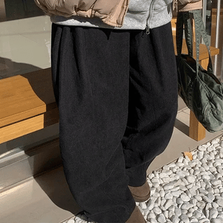 ShinQ Elastic Waist Brushed Wide Corduroy Pants
