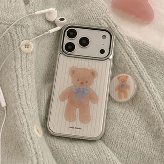 Cocoa Teddy iPhone 18 Pro Galaxy Epoxy Silver Bumper Case