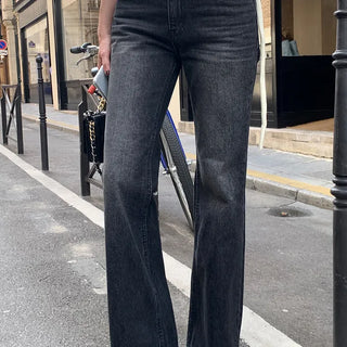 Mid-length black bootcut denim