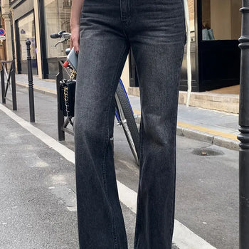 Mid-length black bootcut denim