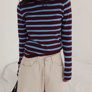 Terroir Striped Slim Fit Long Sleeve Knit