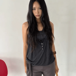 LAYERED HENLEY SLEEVELESS