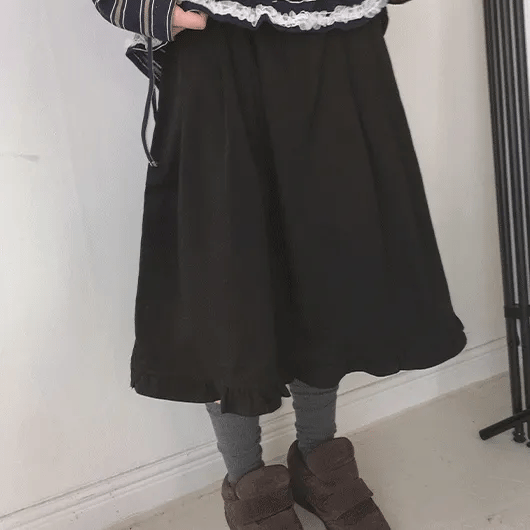 Brikin Cotton Midi Frill Skirt