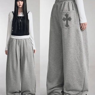 lace layered lettering pants