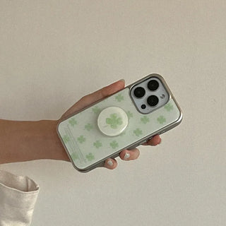 Clover Wish iPhone 18 Pro Galaxy Epoxy Silver Bumper Case