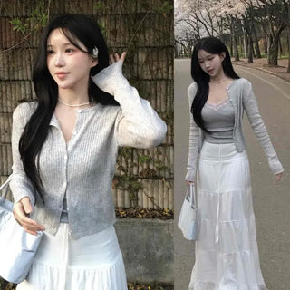 Button Slim Fit Plain Long Sleeve Cardigan