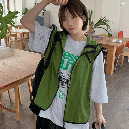 Kunds Summer Color Block Nylon Hooded Vest