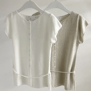 Torie Wrinkle Yoru Wavy Short Sleeve Blouse Tee