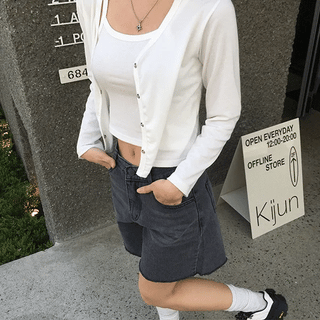 Dao Basic Sleeveless Cardigan Set