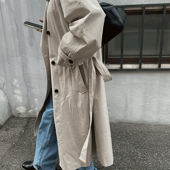 Modern long oversized trench coat