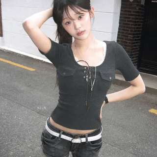 Lindsey Eyelet Ribbed Short Sleeve T-shirt