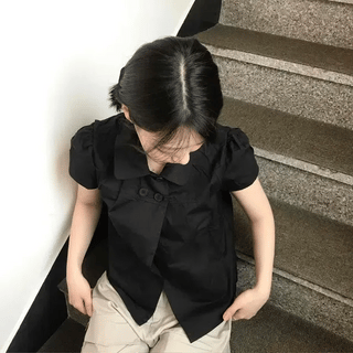 Blank Button Field Jacket Short Sleeve Blouse