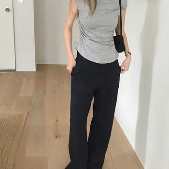 Putty buckle pocket long pants