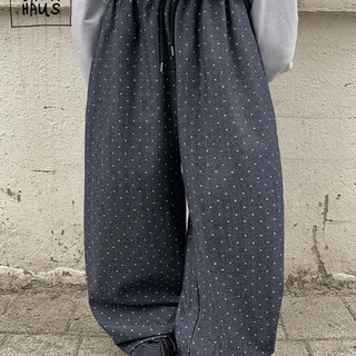 Kotica Dot Denim Balloon Elastic Waist Wide Pants