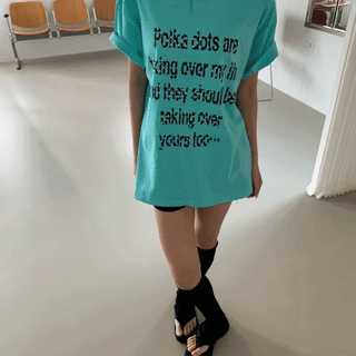 Rib Dot Lettering Short Sleeve T-shirt