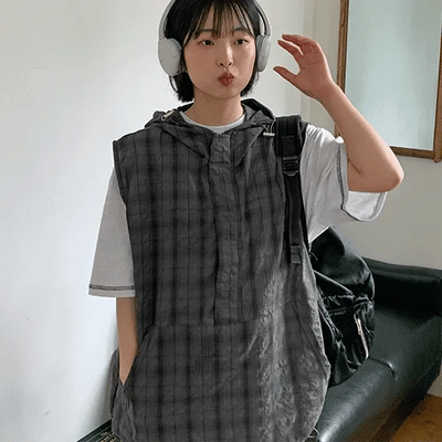Loved Summer Check Hooded Vest
