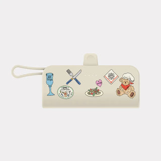 Vintage restaurant pattern docking power bank for iPhone and Galaxy Mini 5000mAh