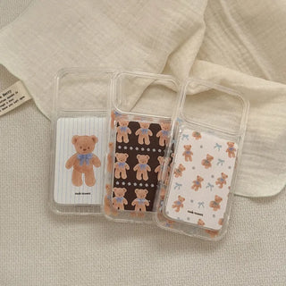 Cocoa Teddy MagSafe Clear Card Wallet Pocket Case