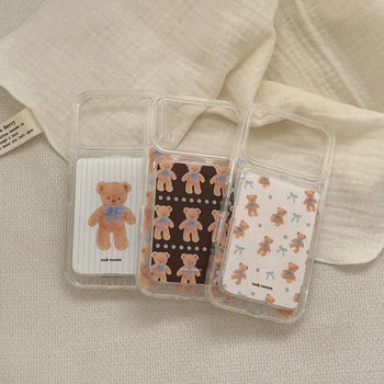 Cocoa Teddy MagSafe Clear Card Wallet Pocket Case