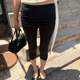 SOFT SHIRRING SKIRT CAPRI LEGGINGS
