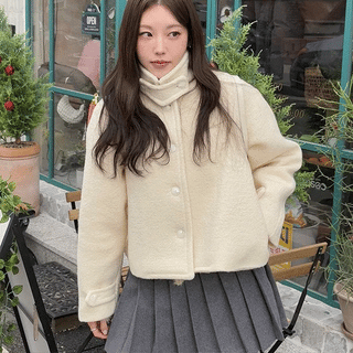Carol Boucle High-Neck Short Coat