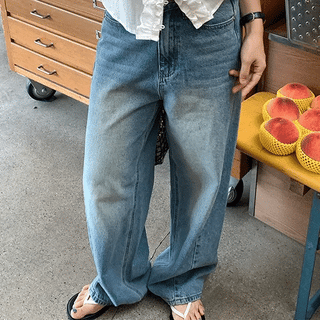 Trevi Light Wash Distressed Wide Denim