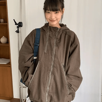 Pita Washed Cotton Hooded Zip-Up Jacket