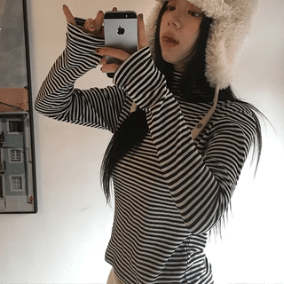 Pippi Stripe Warmer Mock Turtleneck T-shirt