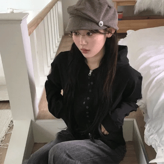 Mitz Button Zip-Up Hoodie