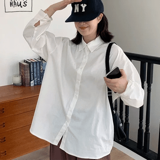 Tenin Cotton Boxy Over Plain Shirt