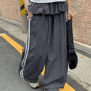 Megl Summer Track Color Block Nylon Skirt Pants