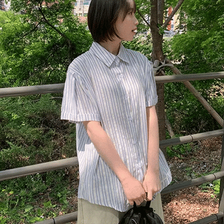 Viewer Summer Striped Short Sleeve Shirt