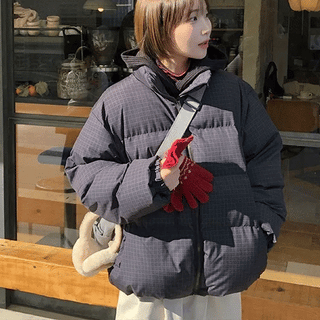 Hyokan Check Color Block Wellon Padded Jumper