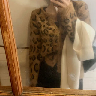 Wool leopard cardigan