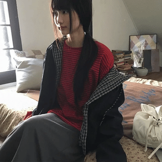 Behi Check Color Block Hooded Windbreaker