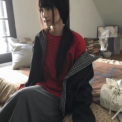 Behi Check Color Block Hooded Windbreaker