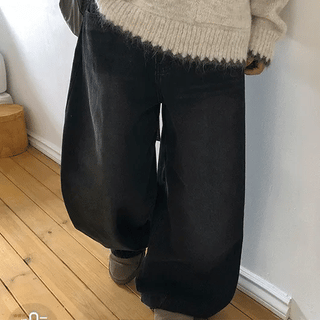 Beggilli Washed Brushed Denim Wide Pants