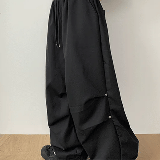 Noyuka Elastic Banding Rivet Carpenter Parachute Jogger Pants