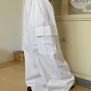 Wet Nylon Cargo Wide Pants