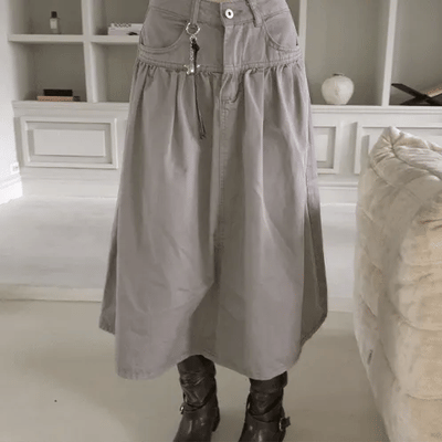 Pound Keyring Cotton Long Skirt