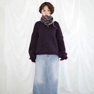 Maxi-line denim long skirt