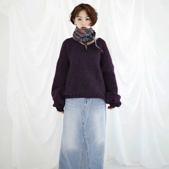 Maxi-line denim long skirt