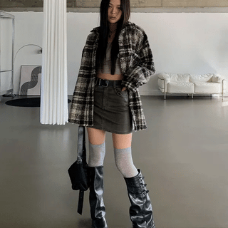 Cracked Leather Pocket Mini Skirt